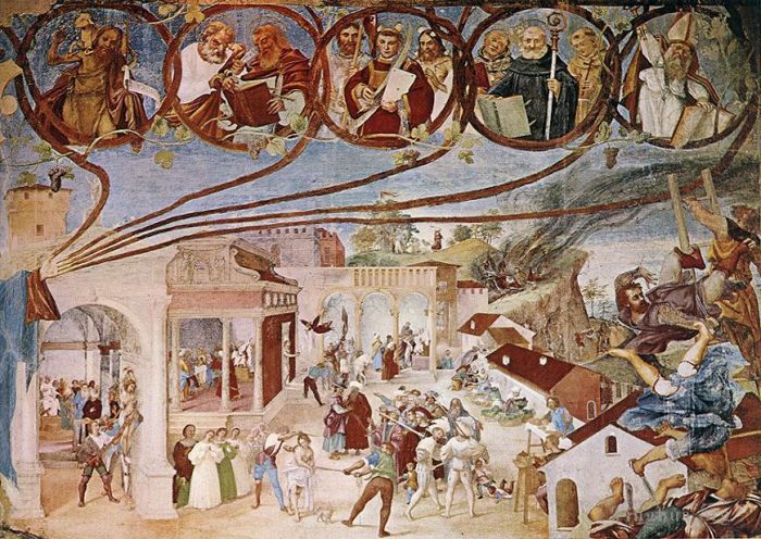 Lorenzo Lotto Peinture à l'huile - Histoires de Sainte Barbe 1524