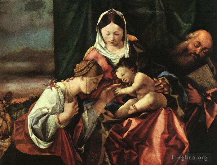 Lorenzo Lotto Peinture à l'huile - Le mariage mystique de Sainte Catherine