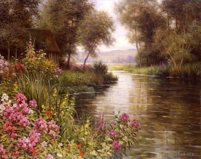 Louis Aston Knight Peinture à l'huile - Fleur au bord de la rivière