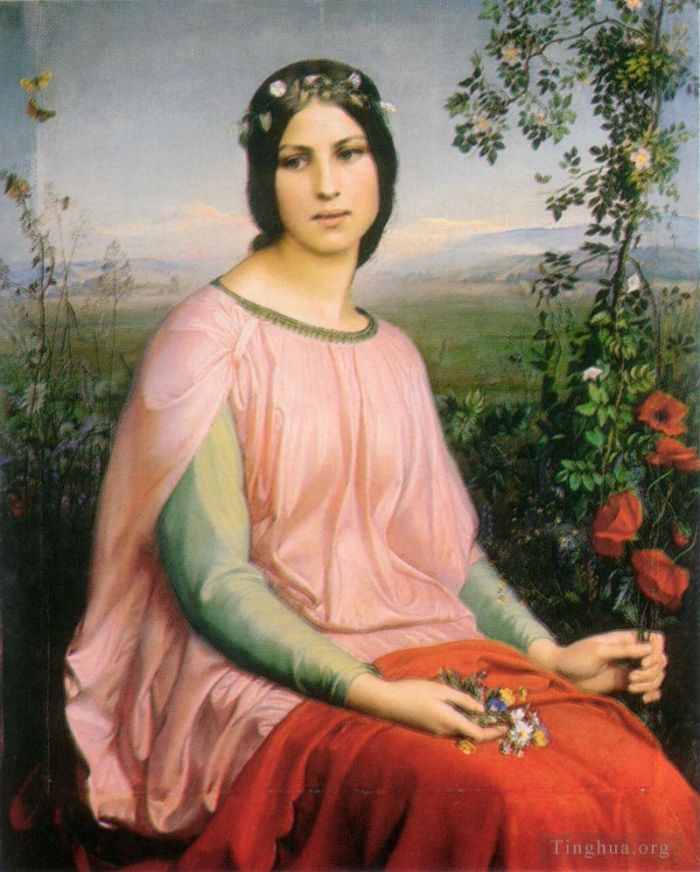 Anne-François-Louis Janmot Peinture à l'huile - Fleurs des champs
