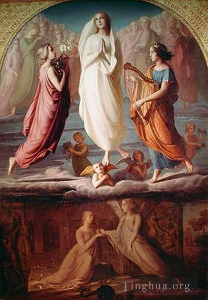 Anne-François-Louis Janmot Peinture à l'huile - L'Assomption de la Vierge
