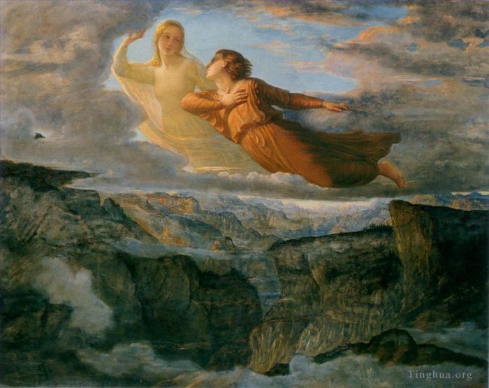 Anne-François-Louis Janmot Peinture à l'huile - Poème de l'âme 1l idéal