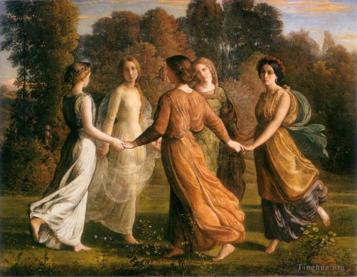 Anne-François-Louis Janmot Peinture à l'huile - Poème de l'âme 1rayons de soleil