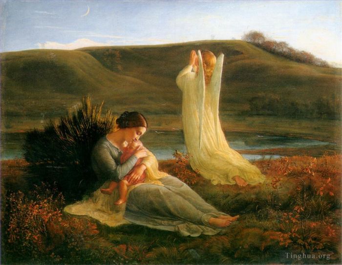 Anne-François-Louis Janmot Peinture à l'huile - Poème de l'âme 3l ange et la mère