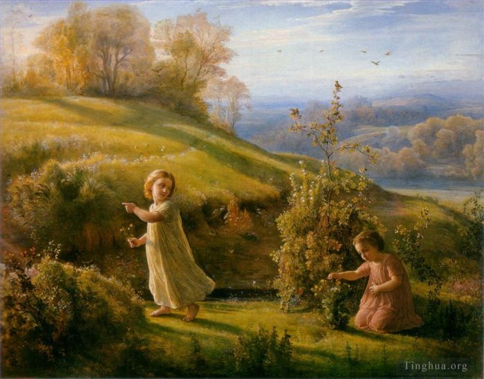 Anne-François-Louis Janmot Peinture à l'huile - Poème de l'âme 4le printemps