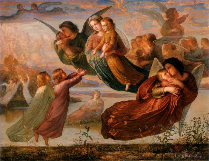 Anne-François-Louis Janmot Peinture à l'huile - Poème de l'âme 5souvenir du ciel