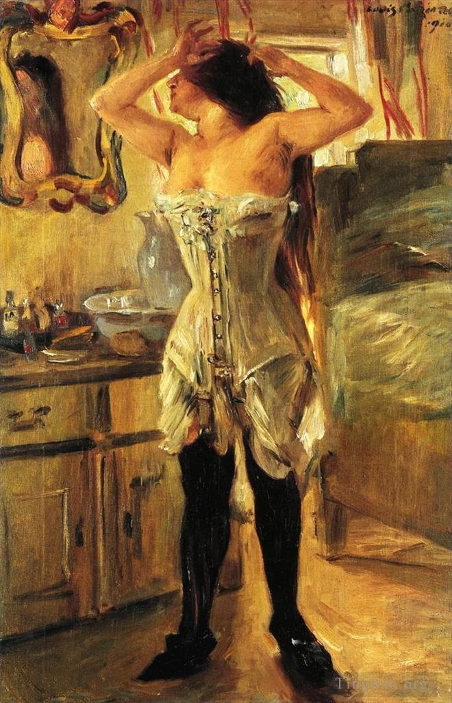 Lovis Corinth Peinture à l'huile - Dans un corset