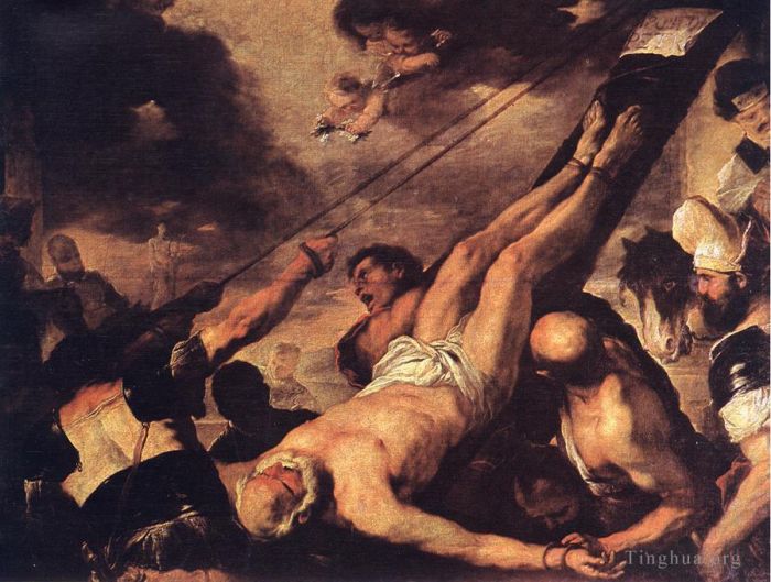 Luca Giordano Peinture à l'huile - Crucifixion de saint Pierre