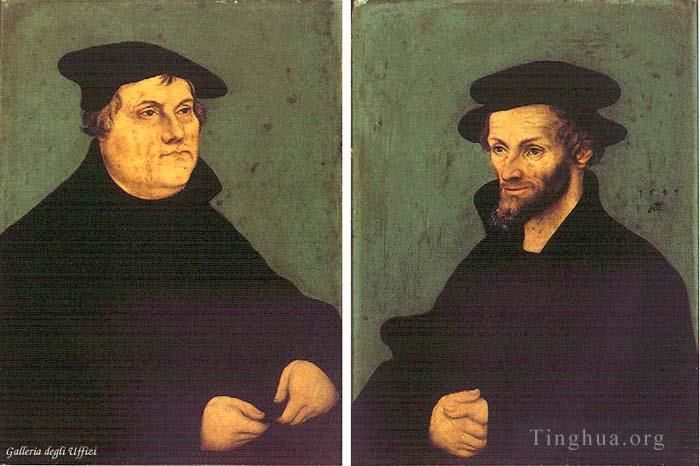 Lucas Cranach the Elder Peinture à l'huile - Portraits de Martin Luther et Philipp Melanchthon