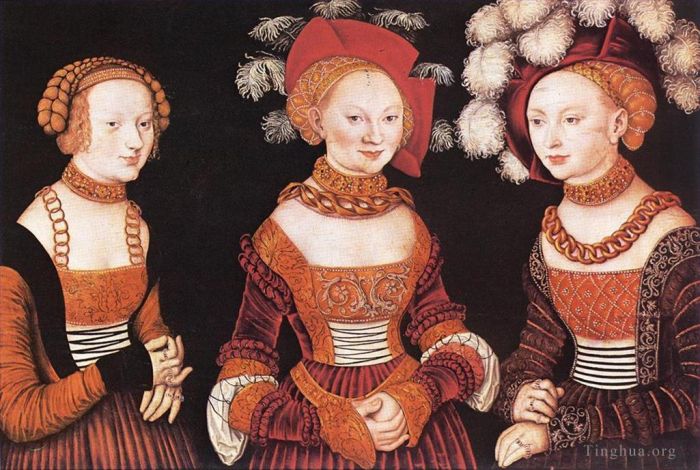 Lucas Cranach the Elder Peinture à l'huile - Princesses saxonnes Sibylla Emilia et Sidonia