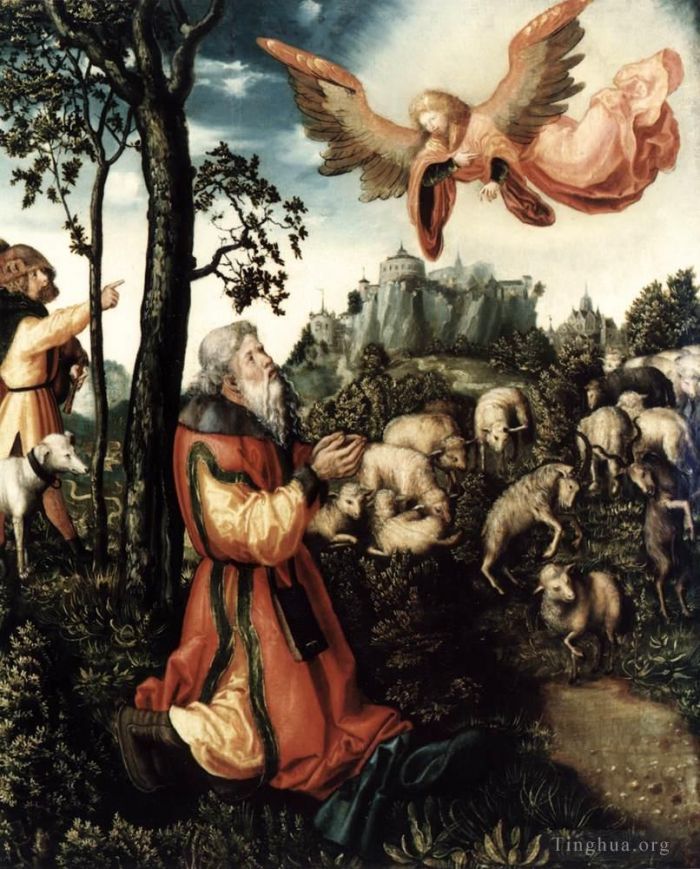 Lucas Cranach the Elder Peinture à l'huile - L'Annonciation à Joachim
