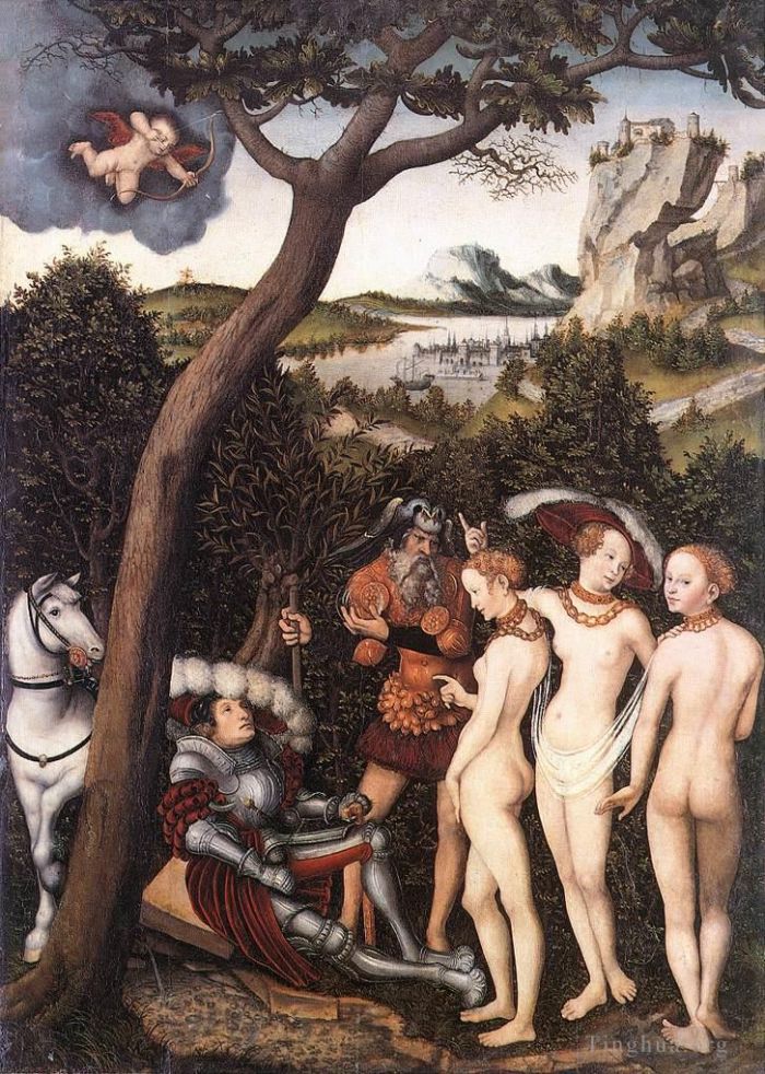 Lucas Cranach the Elder Peinture à l'huile - Le jugement de Pâris 1528