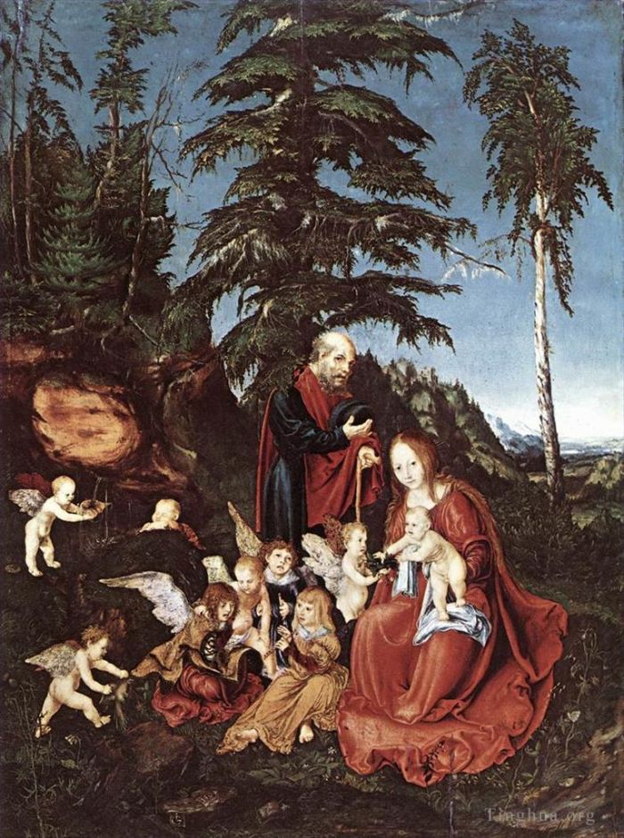 Lucas Cranach the Elder Peinture à l'huile - Le reste pendant la fuite en Égypte