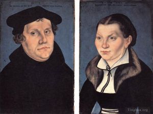 Lucas Cranach the Elder œuvres - Diptyque avec les portraits de Luther et de son épouse