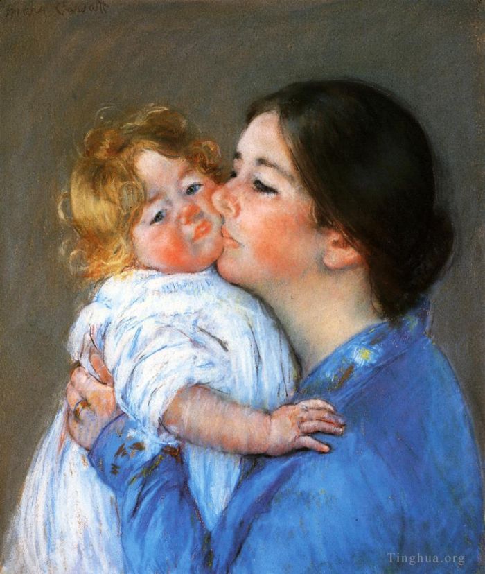 Mary Stevenson Cassatt Peinture à l'huile - Un baiser pour bébé Anne