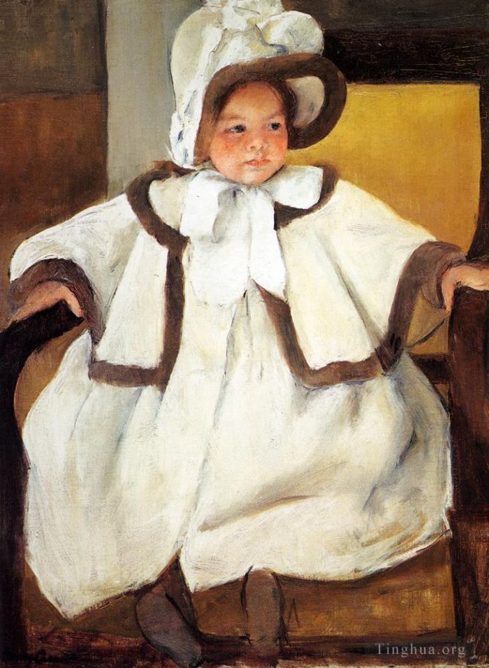 Mary Stevenson Cassatt Peinture à l'huile - Ellen Mary Cassatt en manteau blanc
