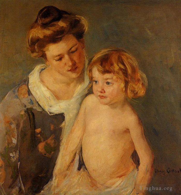 Mary Stevenson Cassatt Peinture à l'huile - Jules debout près de sa mère