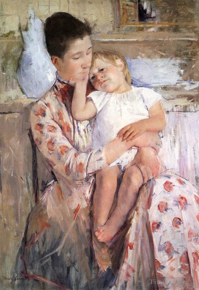 Mary Stevenson Cassatt Peinture à l'huile - Mère et enfant 1890