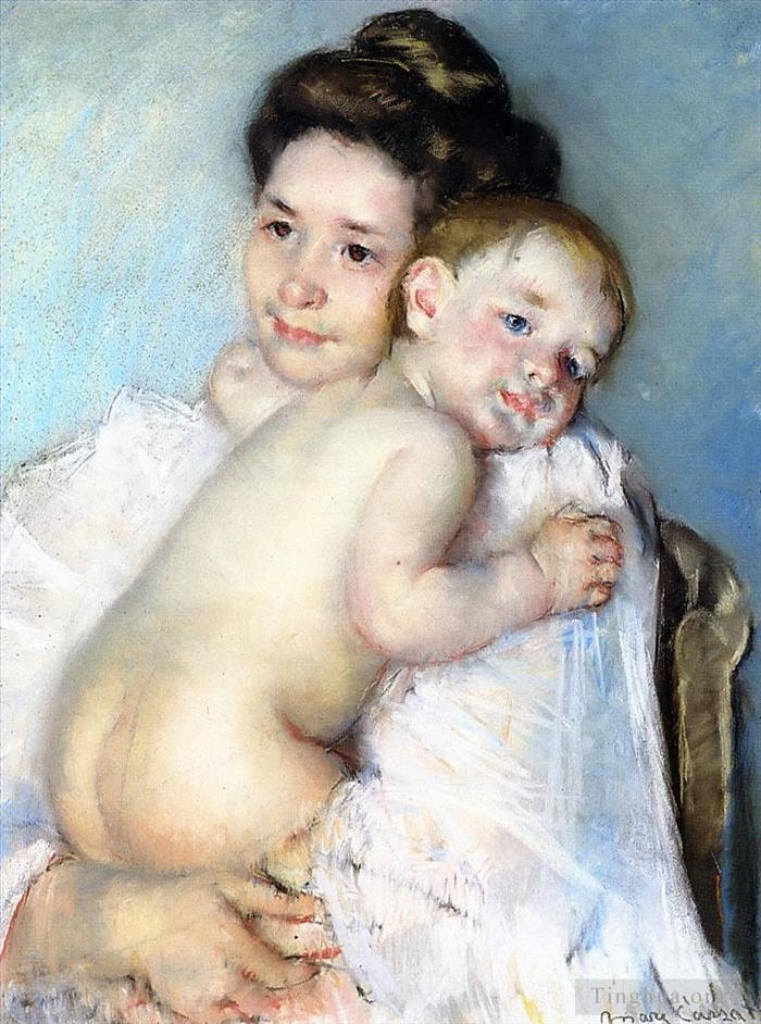 Mary Stevenson Cassatt Peinture à l'huile - Mère Berthe tenant son bébé
