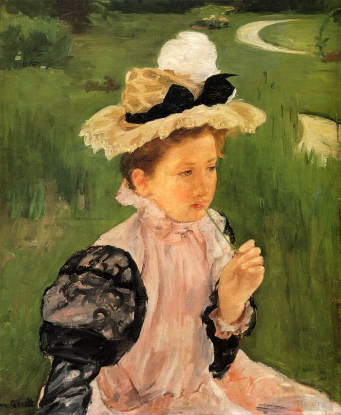 Mary Stevenson Cassatt Peinture à l'huile - Portrait d'une jeune fille
