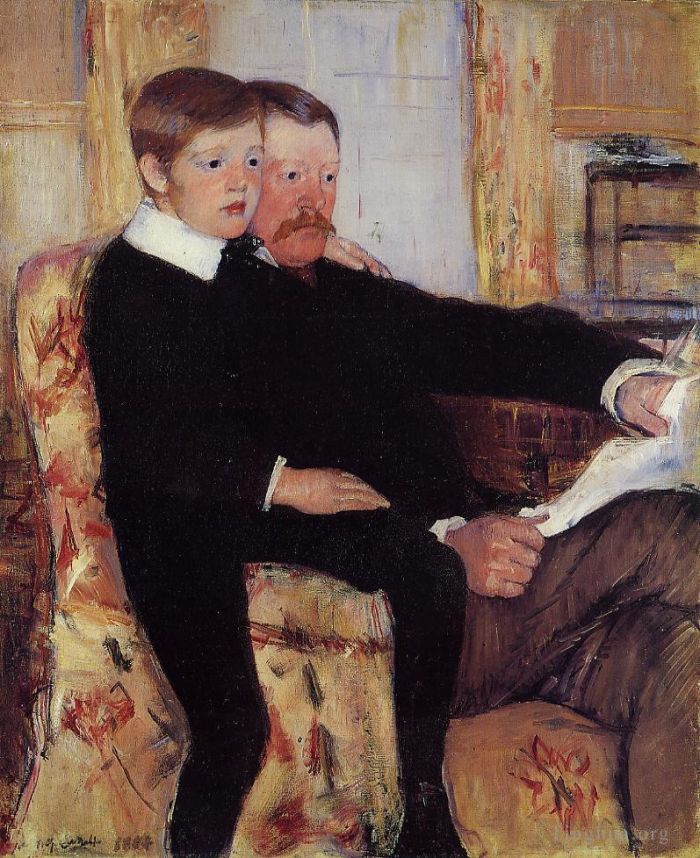 Mary Stevenson Cassatt Peinture à l'huile - Portrait d'Alexander J Cassat et de son fils Robert Kelso Cassatt
