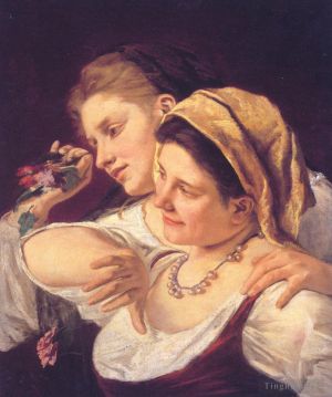Mary Stevenson Cassatt œuvres - Deux femmes jetant des fleurs