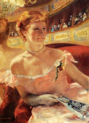 Mary Stevenson Cassatt œuvres - Femme avec un collier de perles dans une loge