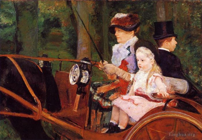 Mary Stevenson Cassatt Peinture à l'huile - Femme et enfant au volant