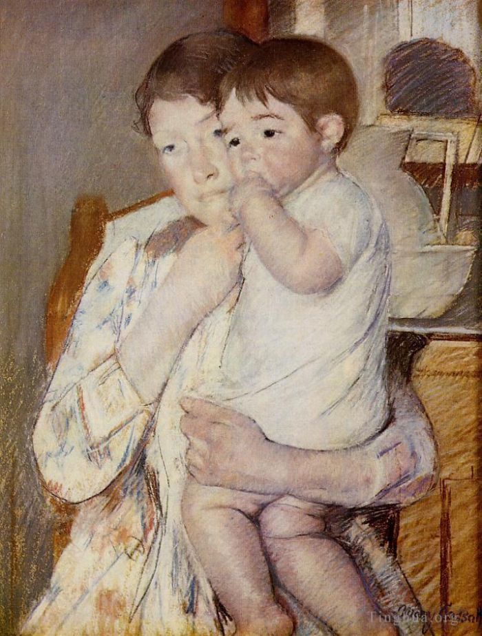 Mary Stevenson Cassatt Types de peintures - Bébé dans les bras de sa mère en train de sucer son doigt