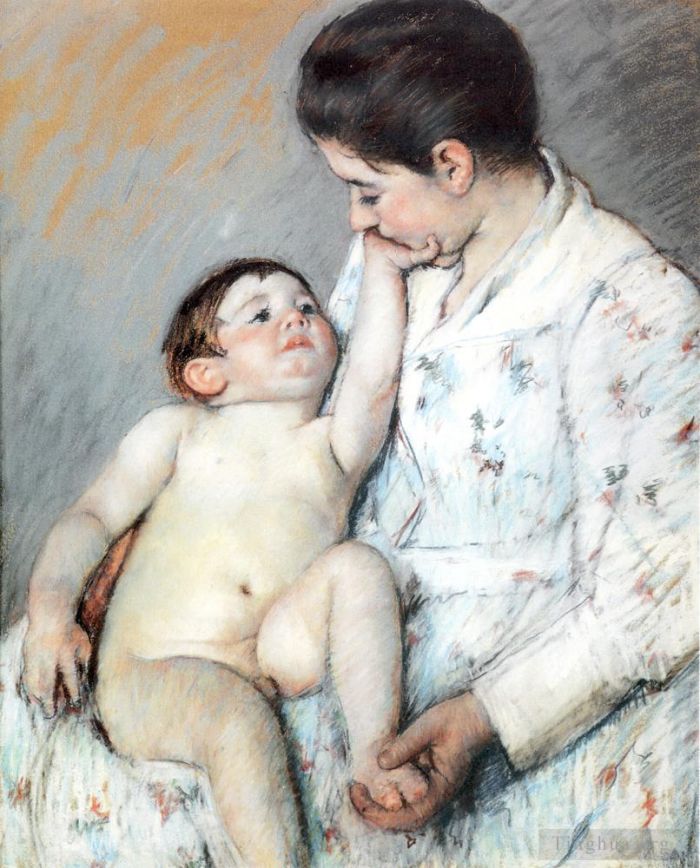 Mary Stevenson Cassatt Types de peintures - La première caresse de bébé