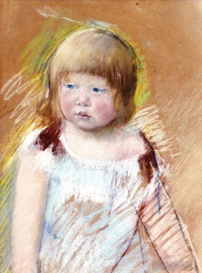 Mary Stevenson Cassatt Types de peintures - Enfant avec une frange dans une robe bleue
