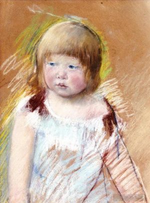 Mary Stevenson Cassatt œuvres - Enfant avec une frange dans une robe bleue