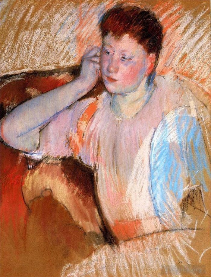 Mary Stevenson Cassatt Types de peintures - Clarissa a tourné à gauche avec sa main à son oreille