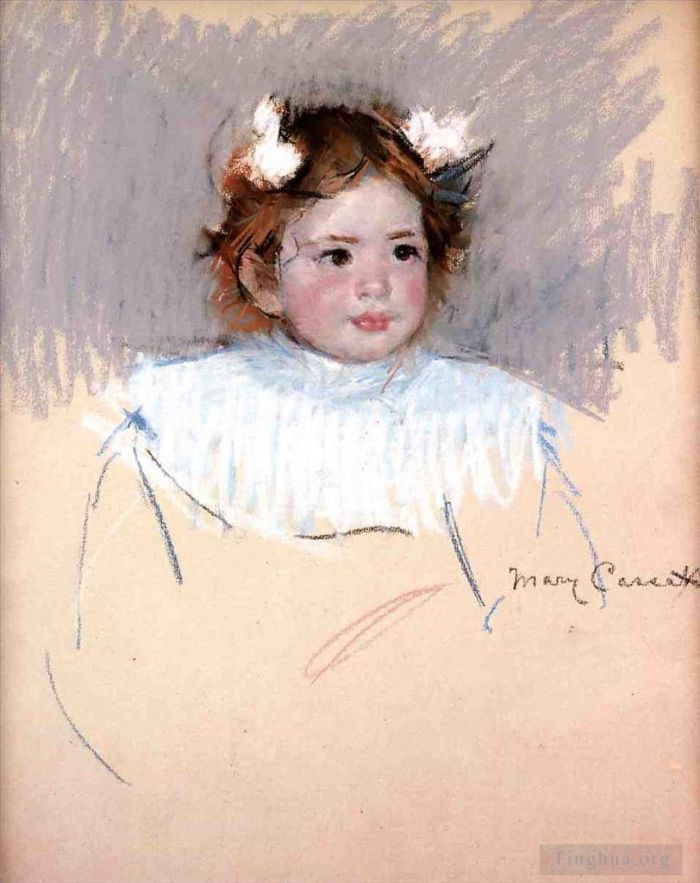 Mary Stevenson Cassatt Types de peintures - Ellen avec des nœuds dans les cheveux et qui semble droite