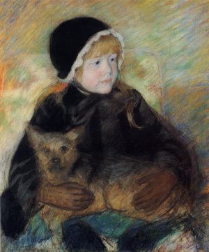 Mary Stevenson Cassatt œuvres - Elsie Cassatt tenant un gros chien