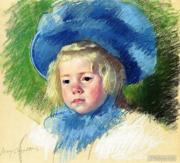 Mary Stevenson Cassatt Types de peintures - Tête de Simone au chapeau à grandes plumes regardant à gauche