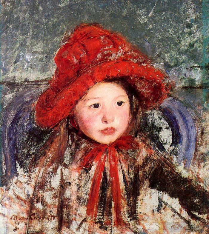 Mary Stevenson Cassatt Types de peintures - Petite fille au grand chapeau rouge