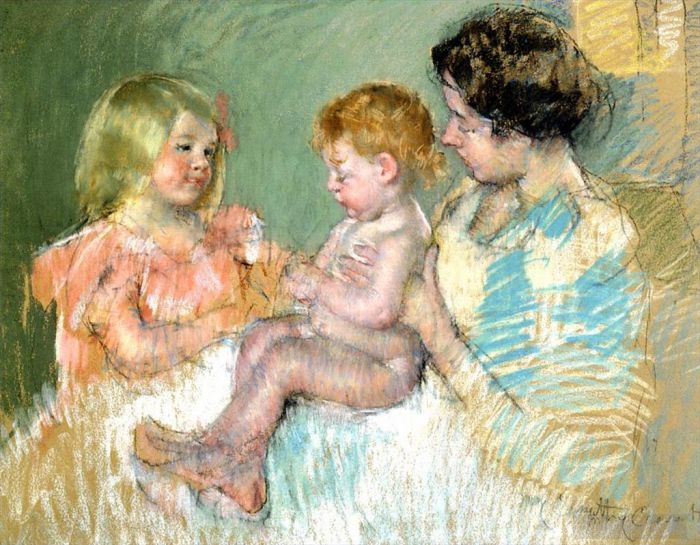 Mary Stevenson Cassatt Types de peintures - Sara et sa mère avec le bébé