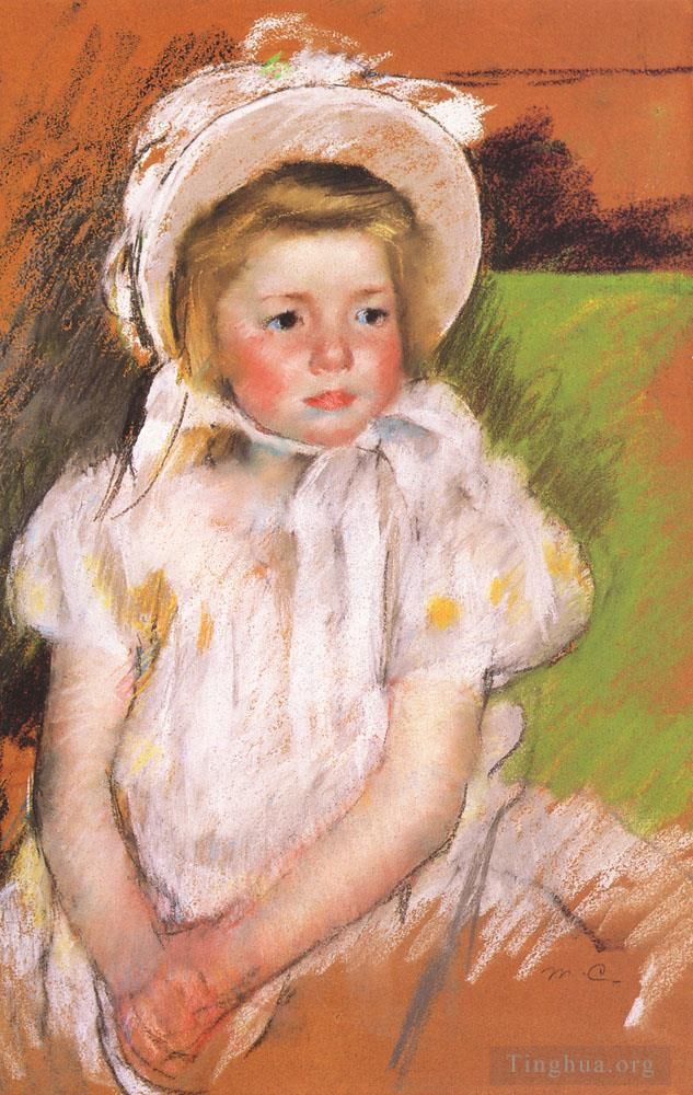 Mary Stevenson Cassatt Types de peintures - Simone dans un bonnet blanc