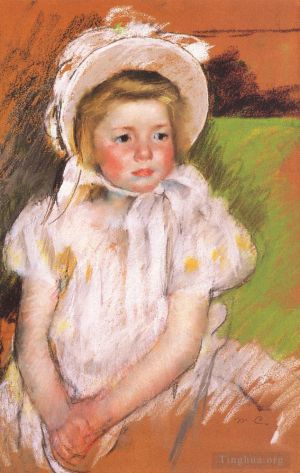 Mary Stevenson Cassatt œuvres - Simone dans un bonnet blanc