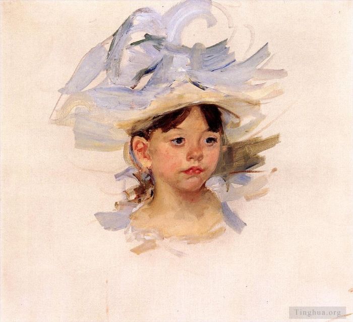 Mary Stevenson Cassatt Types de peintures - Croquis d'Ellen Mary Cassatt dans un grand chapeau bleu