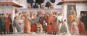 Masaccio œuvres - Résurrection du fils de Théophile et de saint Pierre intronisé