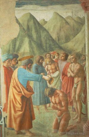 Masaccio œuvres - Le baptême des néophytes