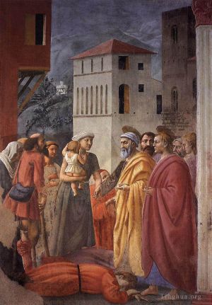 Masaccio œuvres - La distribution de l'aumône et la mort d'Ananias