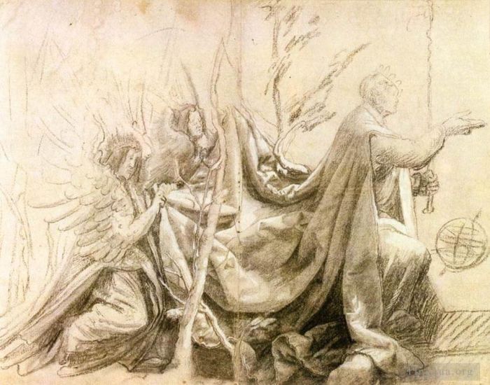 Matthias Grunewald Types de peintures - Roi agenouillé avec deux anges