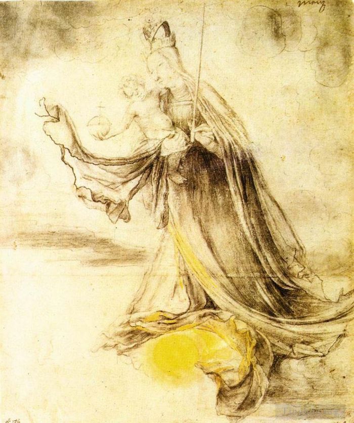 Matthias Grunewald Types de peintures - Marie avec le soleil sous ses pieds