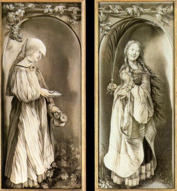 Matthias Grunewald Types de peintures - Sainte Elisabeth et une sainte femme avec une palme