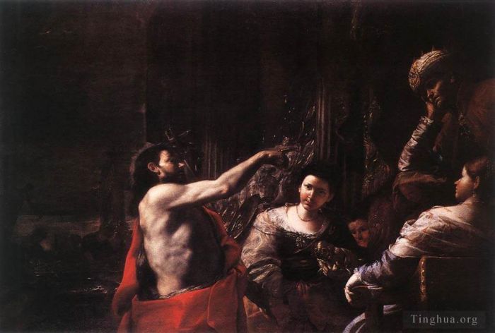 Mattia Preti Peinture à l'huile - Saint Jean-Baptiste devant Hérode