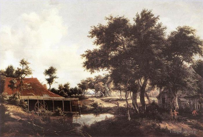 Meindert Hobbema Peinture à l'huile - Le Moulin à Eau 1663
