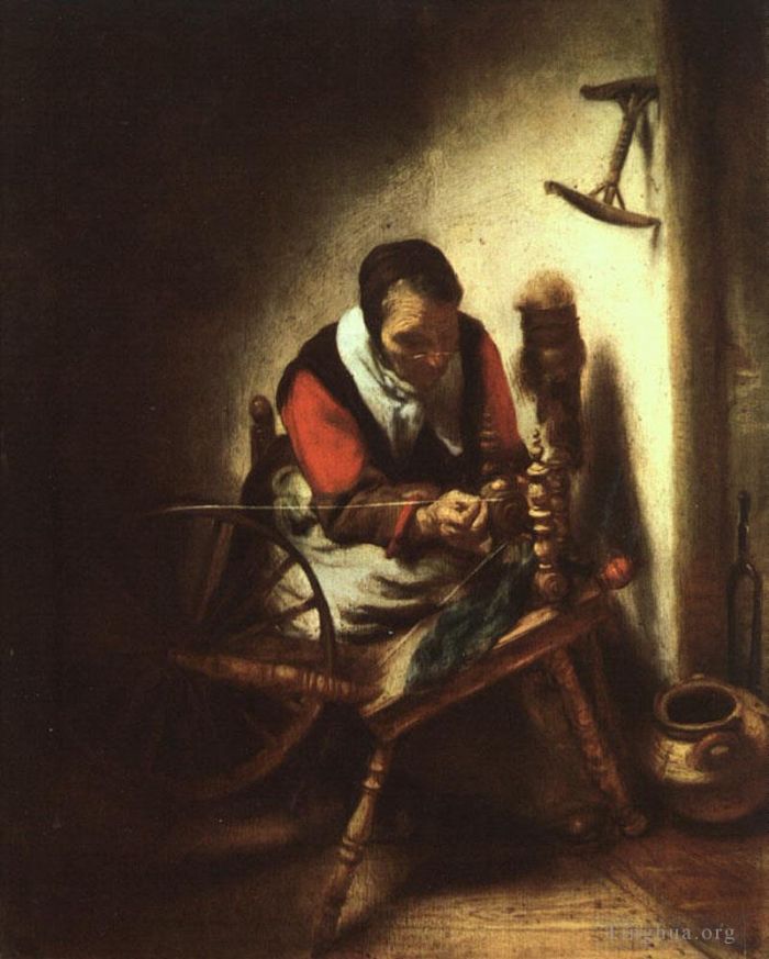 Nicolaes Maas Peinture à l'huile - Une femme qui tourne